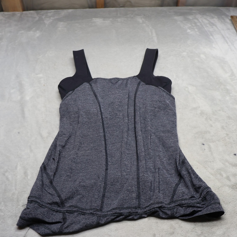 Lululemon Shirt Womens 8 Grey Run for Your Life Scoop Neck Tank Top Athletic
